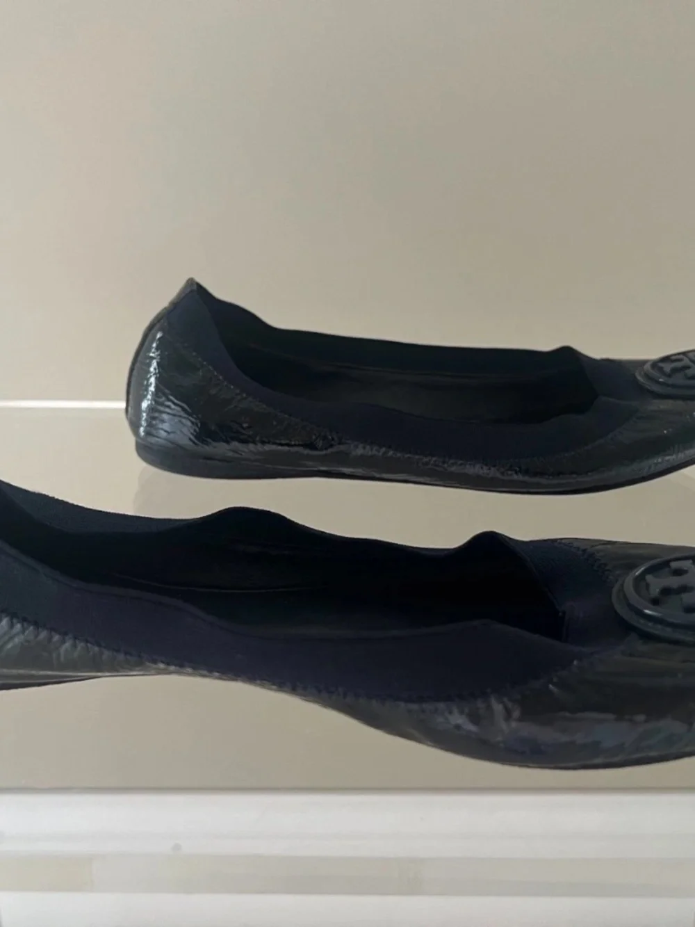 Tory Burch Caroline Ballet Flats Shoes Womens Size 8.5 Black Patent Leather